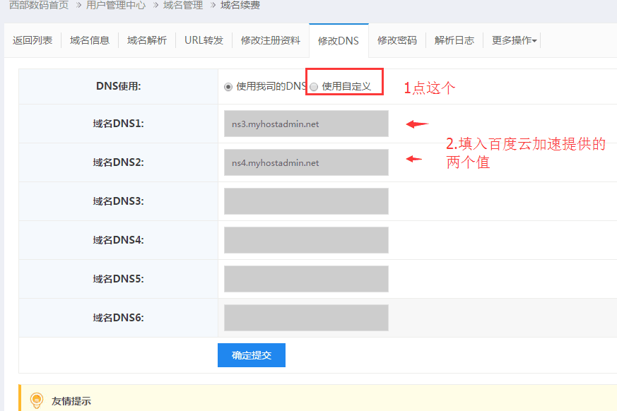 在自定義dns中，填入新的dns值